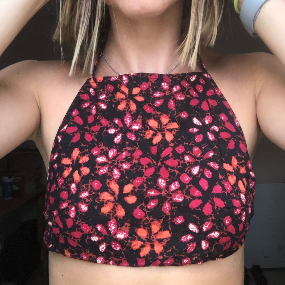 Halter floral crop top